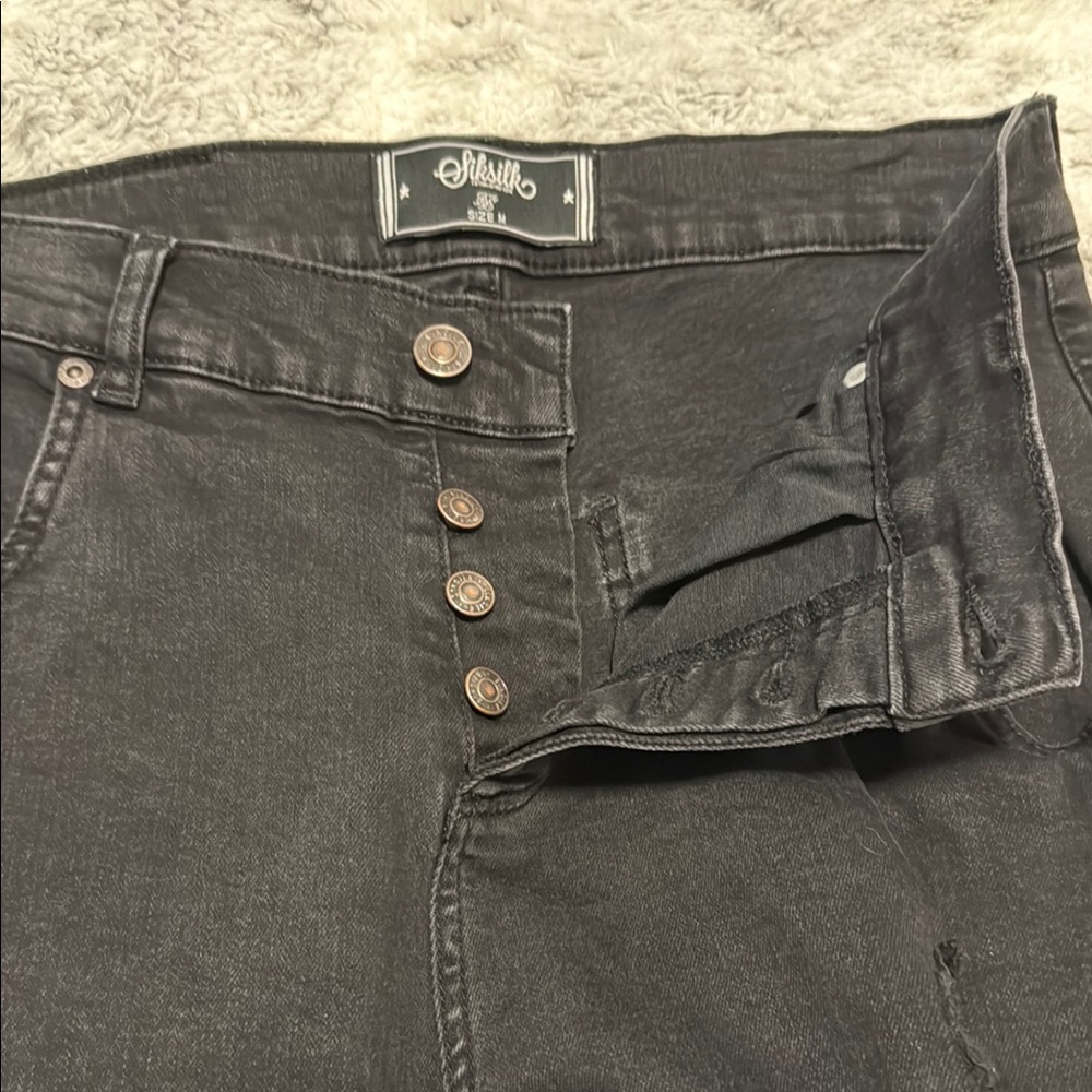 Siksilk Men’s Black Distressed Skinny Jeans size M - Picture 7 of 8